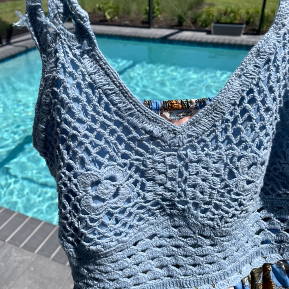 B.O.G. Collective size S crochet top floral lightweight mini dress boho - Picture 8 of 13